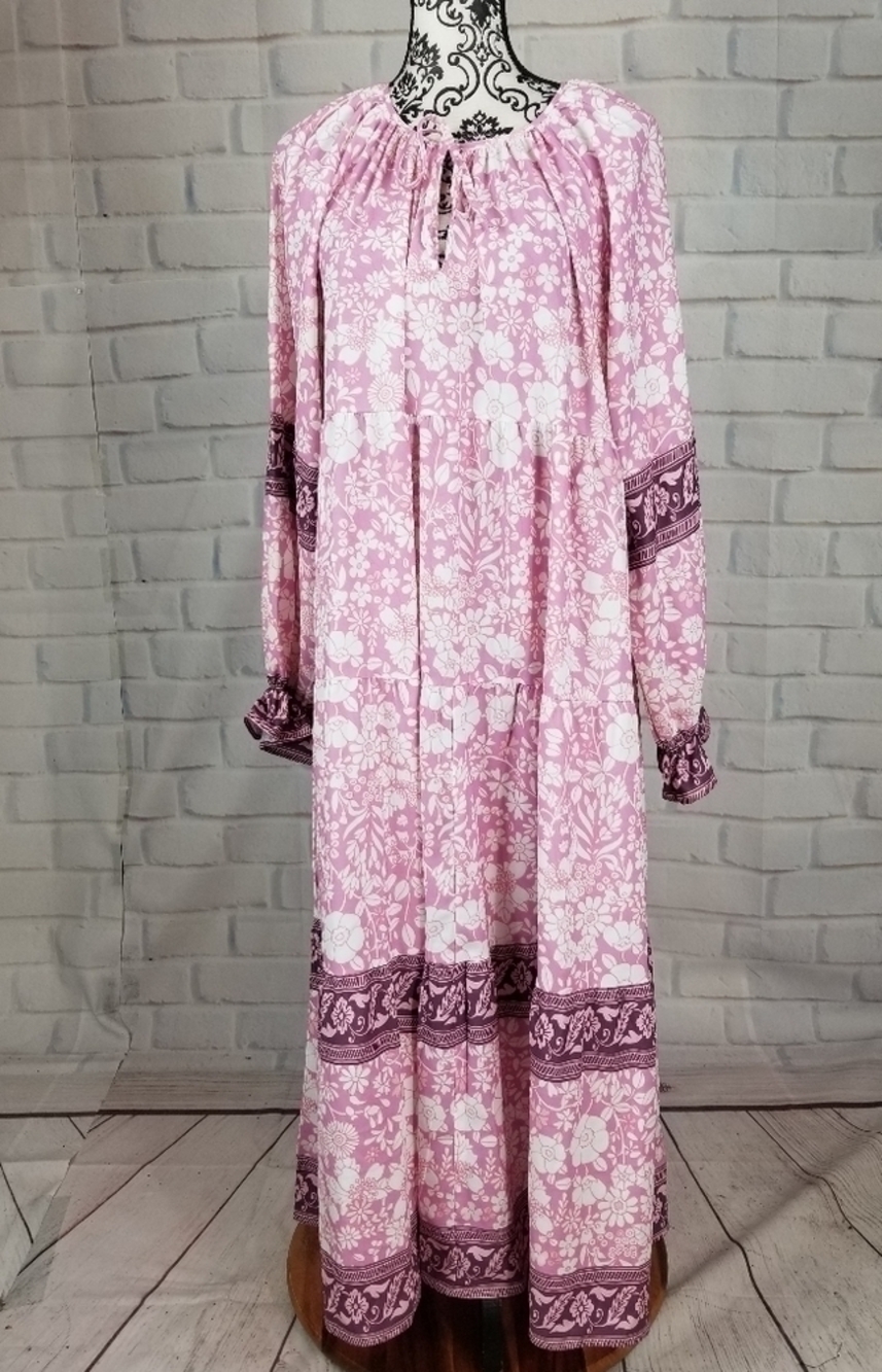 Luukse sz xl long sleeve tie front geo print dress
